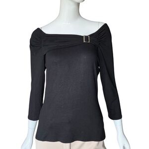 White House Black Market Off Shoulder Black Top Size Medium